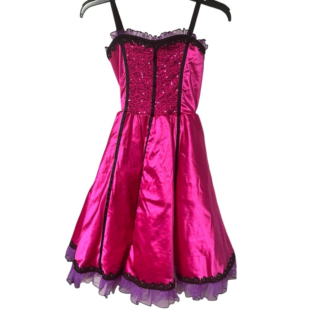 Weissman Girls Pink Sequin Dance Costume Dress Can You Can Can Size MC (10/12)